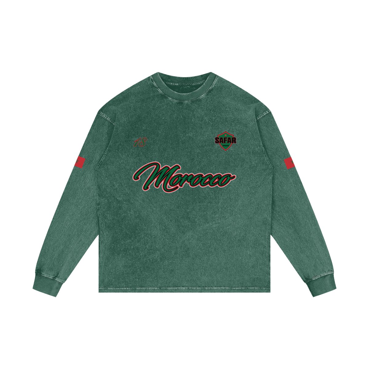 Morocco Heritage Long Sleeve Tee dark green colorway — SAFARWEAR